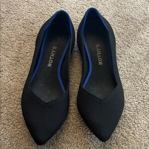 Rothy's Black Flats with Blue Accents